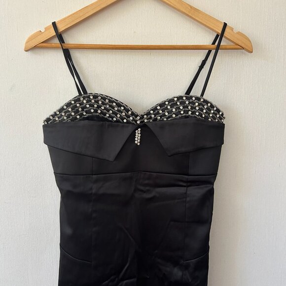 Peron Collection Formal Dress Womens Large Black Fitted Jeweled Sweetheart Neck - Picture 2 of 7